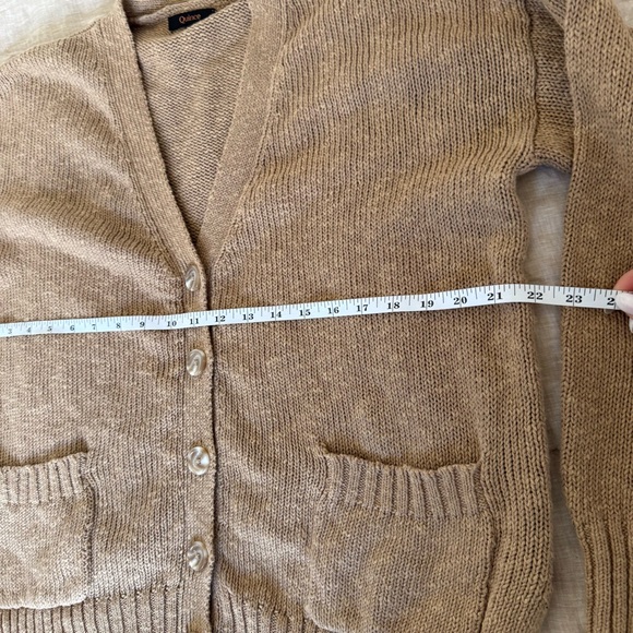Quince Cotton-Linen Relaxed Cardigan Sweater in Camel Size Medium - Picture 12 of 13